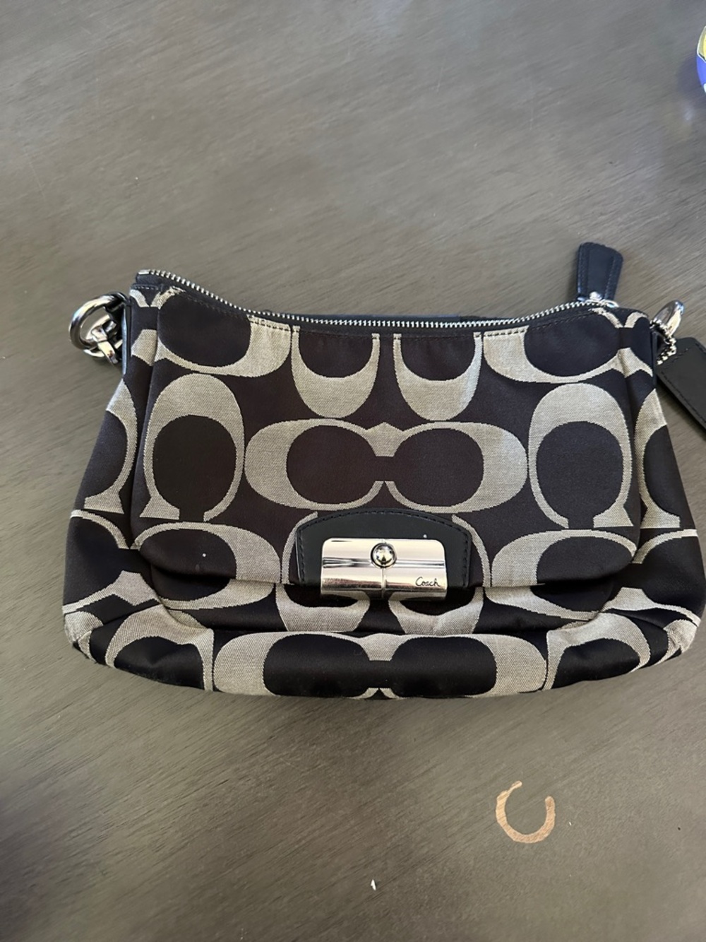 Coach Black and Gray Signature Canvas Crossbody